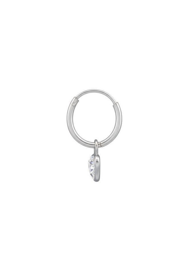 Diademita Fingerring Silberne Creolen mit Hängendem Herz und Zirkonia (Set) von Diademita