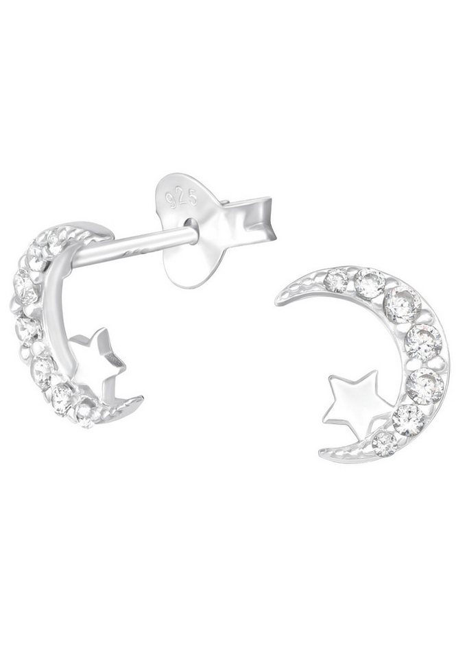 Diademita Fingerring Silberne Mond- und Stern-Ohrstecker mit Zirkonia (Set) von Diademita