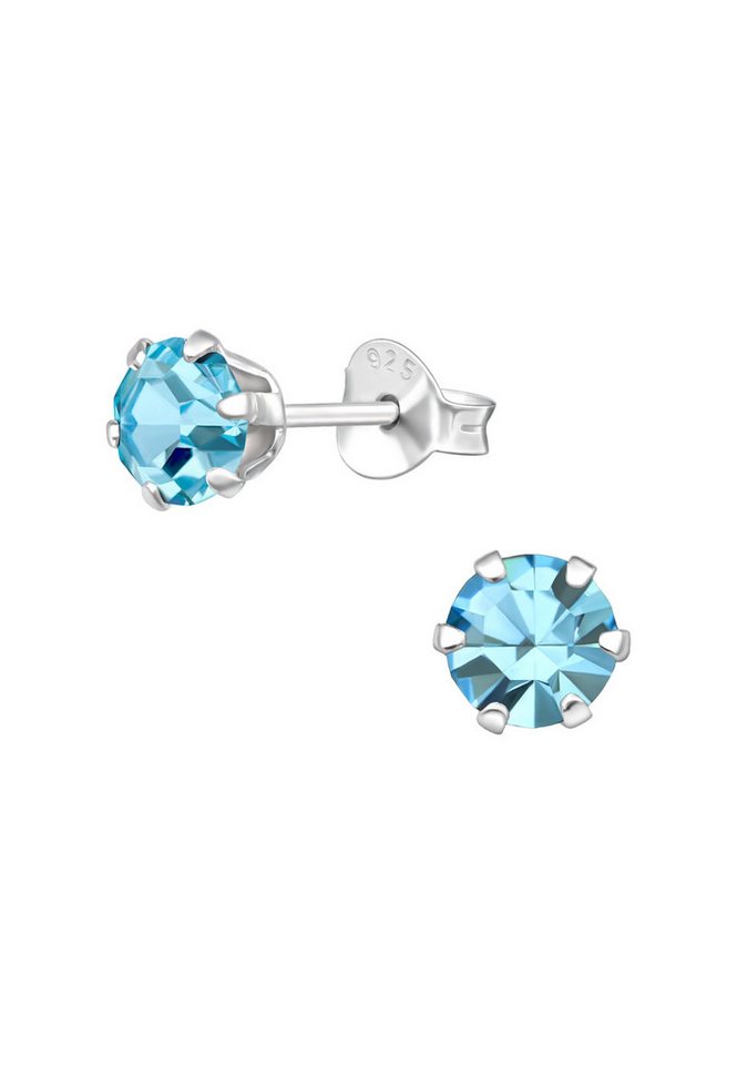 Diademita Fingerring Silberne Runde 5 mm Ohrstecker mit Kristallen (Set) von Diademita
