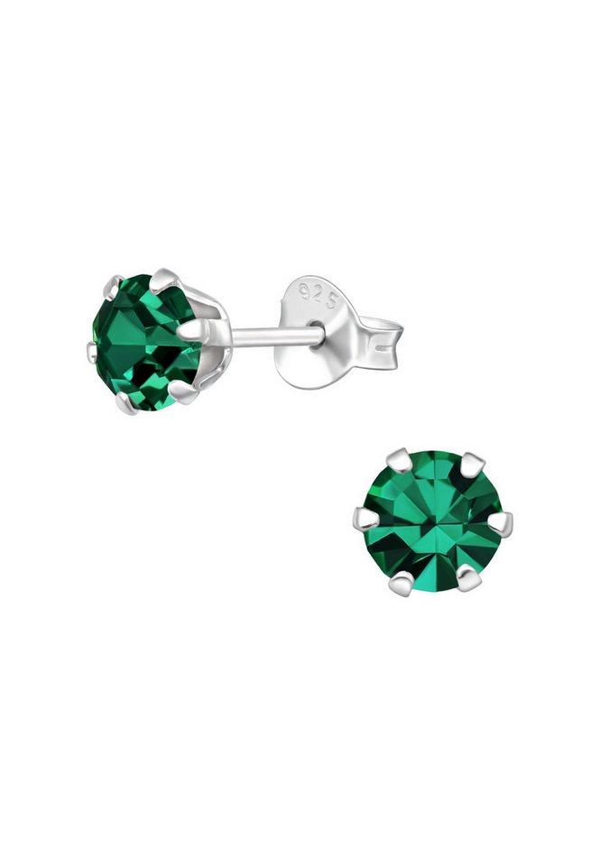 Diademita Fingerring Silberne Runde 5 mm Ohrstecker mit Kristallen (Set) von Diademita