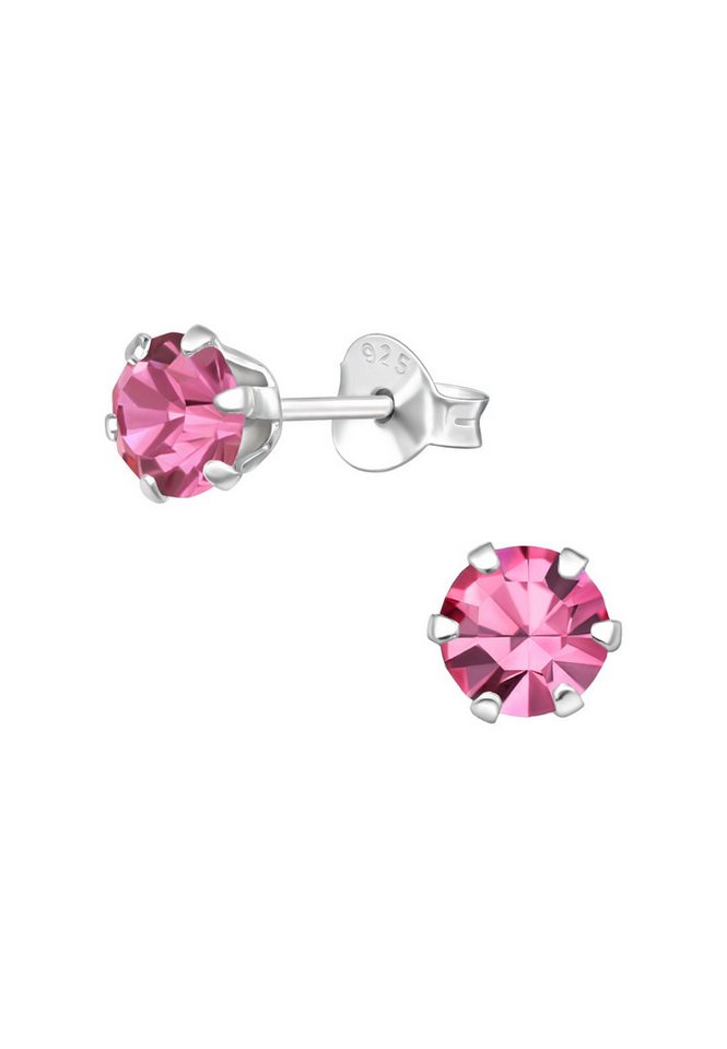 Diademita Fingerring Silberne Runde 5 mm Ohrstecker mit Kristallen (Set) von Diademita
