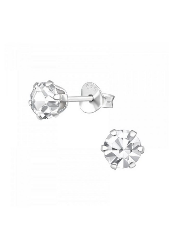 Diademita Fingerring Silberne Runde 5 mm Ohrstecker mit Kristallen (Set) von Diademita