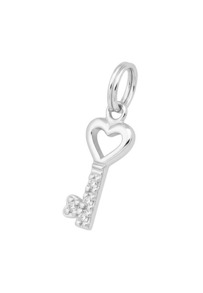 Diademita Fingerring Silberner Schlüssel-Charm mit Spaltring und Zirkonia (Set) von Diademita