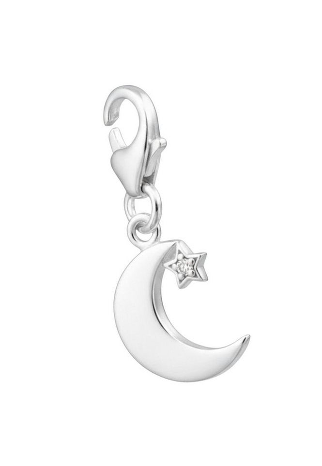 Diademita Kette mit Anhänger Silberner Halbmond Clip-Anhänger mit Zirkonia (Set) von Diademita