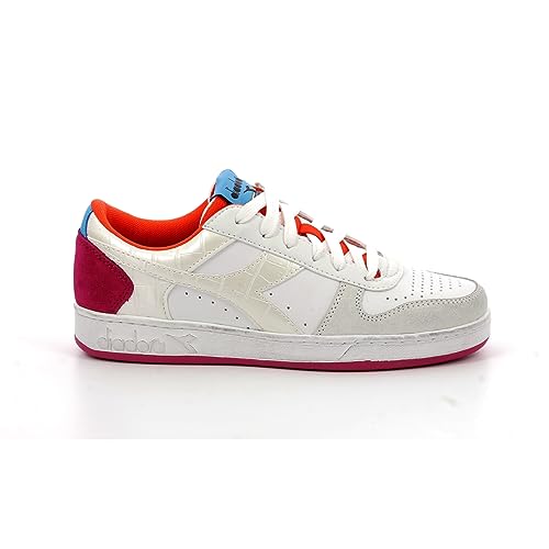 Art. 501.179566 01 D0293 MAGIC BASKET LOW CROCO WN Col. Bianco Arancio-Logo perlato Bianco Arancio Bianco perla/40 von Diadora
