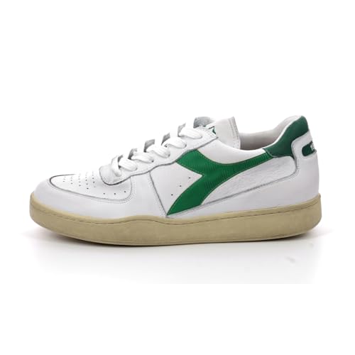 DIADORA Herren Basketball Sneaker Mi Basket Low Used Weiß Grün Gummisohle 42.5 EU von Diadora