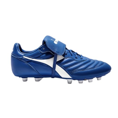 Diadora Brasil OG LT T MDPU Herren-Fußballschuhe für festen Boden, ultraweiches Vollnarbenleder, wasserabweisend, feste Bodensohle, herausnehmbare Innensohle, Royal/Weiß, 44.5 EU von Diadora