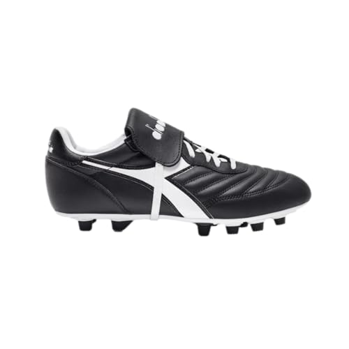 Diadora Brasil OG LT T MDPU Herren-Fußballschuhe für festen Boden, ultraweiches Vollnarbenleder, wasserabweisend, feste Bodensohle, herausnehmbare Innensohle, Schwarz/Weiß, 38 EU von Diadora