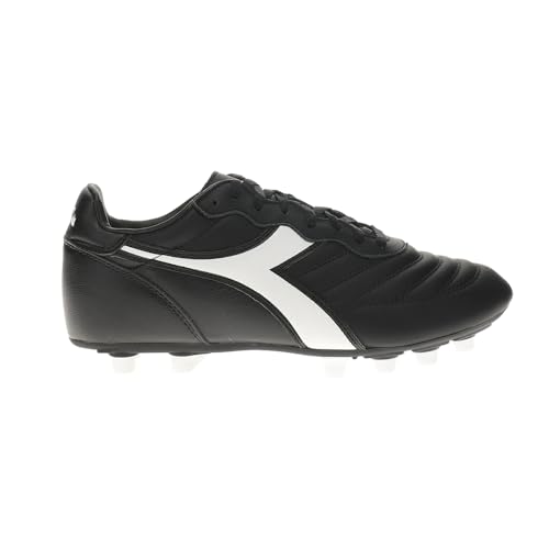 Diadora Brasil OG LT T MDPU Herren-Fußballschuhe für festen Boden, ultraweiches Vollnarbenleder, wasserabweisend, feste Bodensohle, herausnehmbare Innensohle, Schwarz/Weiß/Schwarz, 40.5 EU von Diadora