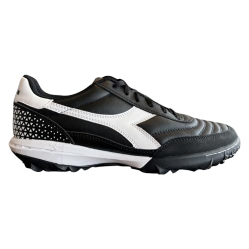 Diadora Calcetto LT Turf Fu ballschuhe Vollnarbenleder, verbesserte D mpfung, verschlei fester Gummi, Kunstrasen, optimale Traktion und Stabilit t, Schwarz/Schwarz/Wei , 42.5 EU von Diadora