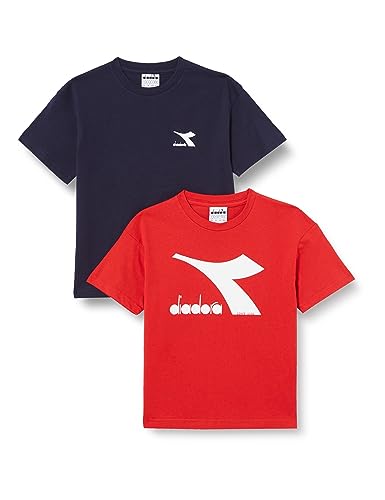 Diadora Jungen JU.Double Pack T-Shirt SS Logo, Classic Navy/Karmine, Rot, M von Diadora