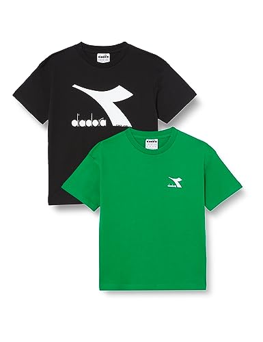 Diadora Jungen JU.Double Pack T-Shirt SS Logo, Jolly Green/Black, L von Diadora