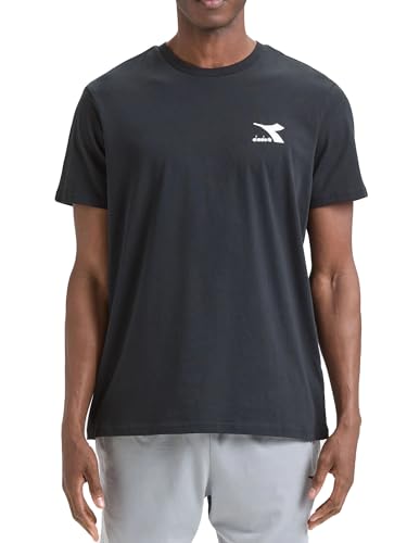 Diadora SS T-Shirt Core CC Herren T-Shirt Baumwolle Sport einfarbig Logo 102.178748, Schwarz , Large von Diadora