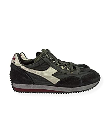 Diadora Snekers Lifestyle Heritage Equipe H Dirty Stone Wash Evo Herren und Damen, Nero Antracite, 45 EU von Diadora