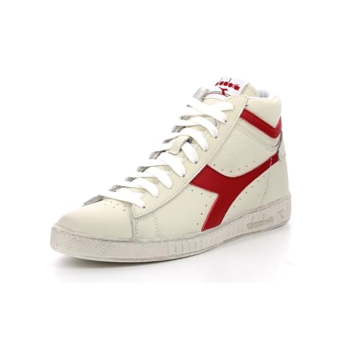 Diadora Unisex Game L High Waxed Hohe Sneaker, Weiß Rot, 36 EU von Diadora