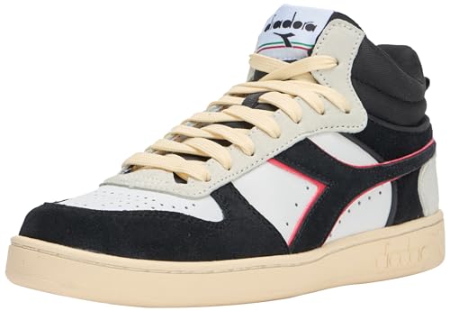 Diadora Unisex Magic Basket Demi Cut Suede Leather Gymnastikschuh, White Black Dark Red, 42.5 EU von Diadora