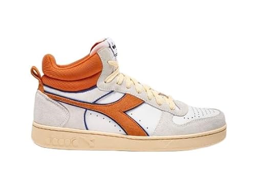 Diadora Unisex Magic Basket Demi Cut Suede Leder Gymnastikschuh, Super White Persimmon Orange, 37 EU von Diadora