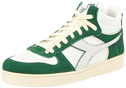 Diadora Unisex Magic Basket Demi Cut Suede Leder Gymnastikschuh, White Leaf Green, 38.5 EU von Diadora