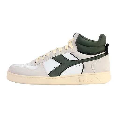 Diadora Unisex Magic Basket Demi Cut Suede Leder Gymnastikschuh, White Dark Forest, 44.5 EU von Diadora