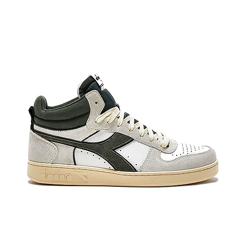 Diadora Unisex Magic Basket Demi Cut Suede Leder Gymnastikschuh, White Dark Forest, 47 EU von Diadora