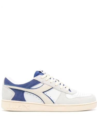 Diadora Unisex Magic Basket Low Suede Leder Gymnastikschuh, Weiße Blaue Augen, 37 EU von Diadora