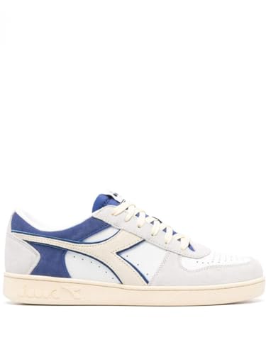 Diadora Unisex Magic Basket Low Suede Leder Gymnastikschuh, Weiße Blaue Augen, 41 EU von Diadora