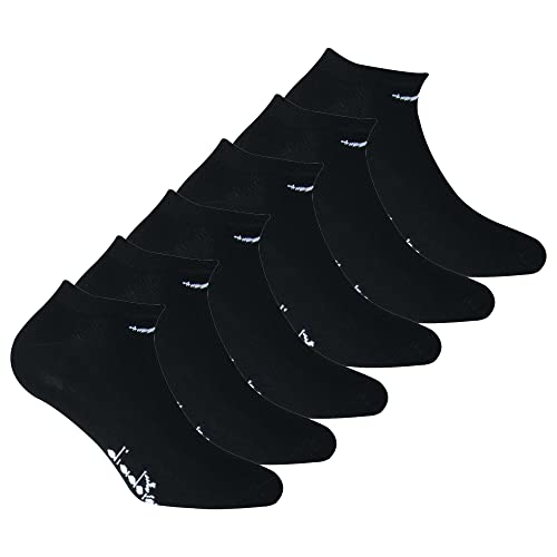 Diadora Unisex Sneaker Socken, 6er Pack - Socken, Mercerisierte Baumwolle, Logo, einfarbig Schwarz 39-42 von Diadora