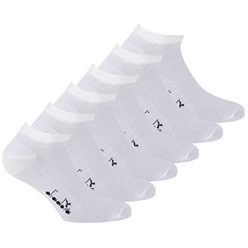 Diadora Unisex Sneaker Socken, 6er Pack - Sportsocken, Mercerisierte Baumwolle, Logo, einfarbig Weiß 35-38 von Diadora