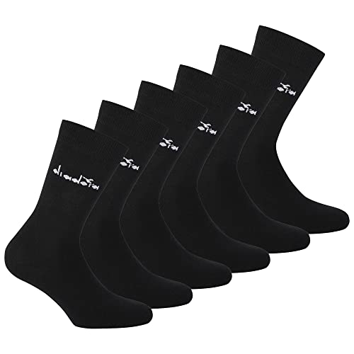 Diadora Unisex Socken, 6er Pack - Sportsocken, Baumwolle, Logo, einfarbig Schwarz 39-42 von Diadora