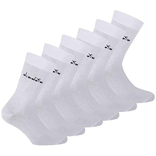 Diadora Unisex Socken, 6er Pack - Sportsocken, Baumwolle, Logo, einfarbig Weiß 35-38 von Diadora