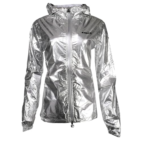 Diadora Womens Rain Lock Jacket Running Athletic Outerwear Pockets - Silver - Size S von Diadora