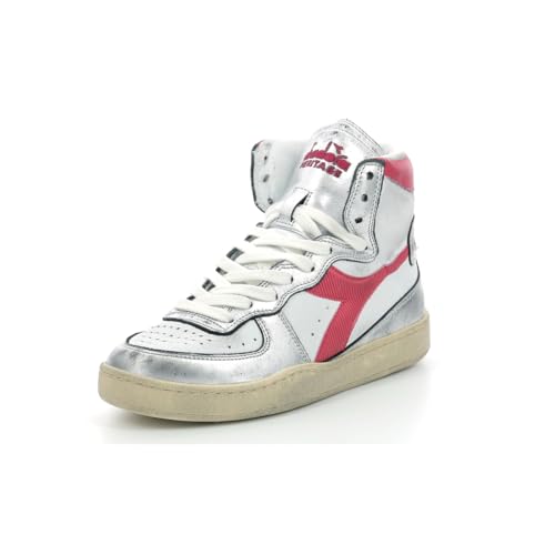 Diadora high top Sneaker/Schuhe für Damen - Mehrfarbig Canvas - Mi bask Metal Mix - Weiß Rood - Größe 39 von Diadora