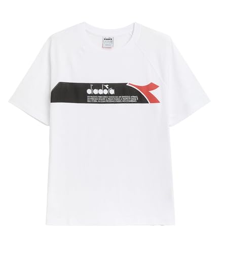 Grafik- und Urban-Stil sind die Details, die dieses weiße Herren-T-Shirt aus Baumwollmischung ein Must-Have im Frühling/Sommer-Kleiderschrank mit Day&Night tragen., Weiß, L von Diadora