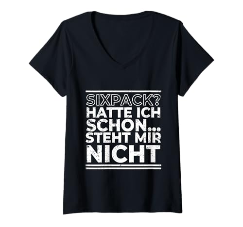 Damen Sixpack? Hatte ich schon… Steht mir nicht – Lustiger Spruch T-Shirt mit V-Ausschnitt Damen Sixpack? Hatte ich schon… Steht mir nicht – Lustiger Spruch T-Shirt mit V-Ausschnitt von Diät? Überbewertet – Lustige Sprüche & Essen Humor
