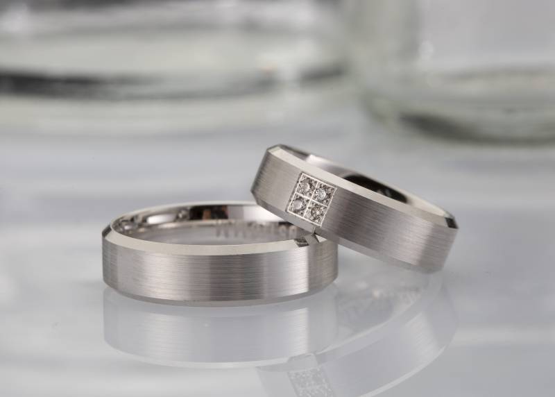 14K Gold Ehering Set, 0, 08Ct Diamant Solid Paarringe, Partnerringe, Partnerringe - N51 von DialookJewelry