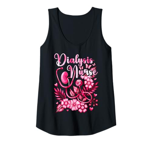 Damen Floral Dialysis Nurse Life - Nierenpflege Shirt für Sie Tank Top von Dialysis Nurse Teal Heartbeat Medical Humor Gifts