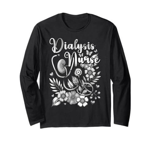 Dialyse Krankenschwester Aesthetic Shirt - Frauen Medizinischer Humor Langarmshirt von Dialysis Nurse Teal Heartbeat Medical Humor Gifts