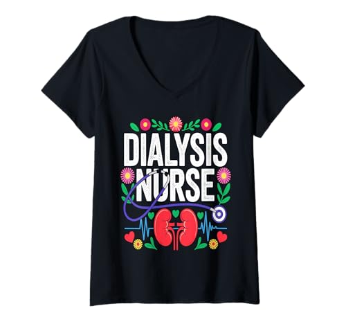 Damen Dialyse-Krankenschwester T-Shirt mit V-Ausschnitt Damen Dialyse-Krankenschwester T-Shirt mit V-Ausschnitt von Dialysis_Nurse