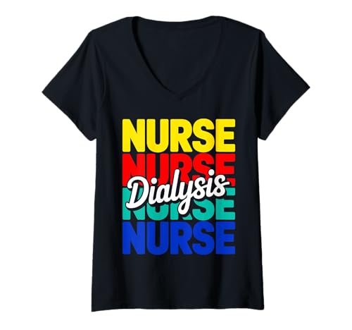 Damen Dialyse-Krankenschwester T-Shirt mit V-Ausschnitt Damen Dialyse-Krankenschwester T-Shirt mit V-Ausschnitt von Dialysis_Nurse