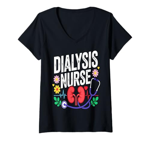 Damen Dialyse-Krankenschwester T-Shirt mit V-Ausschnitt Damen Dialyse-Krankenschwester T-Shirt mit V-Ausschnitt von Dialysis_Nurse