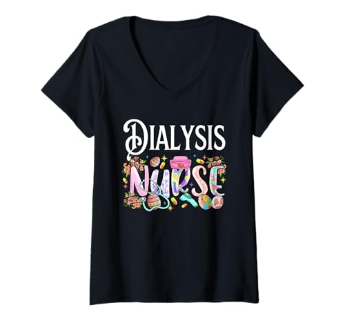 Damen Dialyse-Techniker Krankenschwester – Bewusstsein für Nierenherzschlag T-Shirt mit V-Ausschnitt Damen Dialyse-Techniker Krankenschwester – Bewusstsein für Nierenherzschlag T-Shirt mit V-Ausschnitt von Dialysis Nurse
