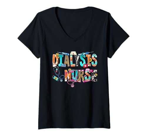 Damen Dialyse-Techniker Krankenschwester – Nierenherzschlag T-Shirt mit V-Ausschnitt Damen Dialyse-Techniker Krankenschwester – Nierenherzschlag T-Shirt mit V-Ausschnitt von Dialysis Nurse