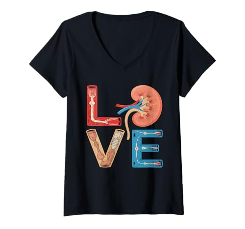 Damen Nierenorganspende Dialysepatienten Nephrologie Urologie T-Shirt mit V-Ausschnitt Damen Nierenorganspende Dialysepatienten Nephrologie Urologie T-Shirt mit V-Ausschnitt von Dialysis Nurse