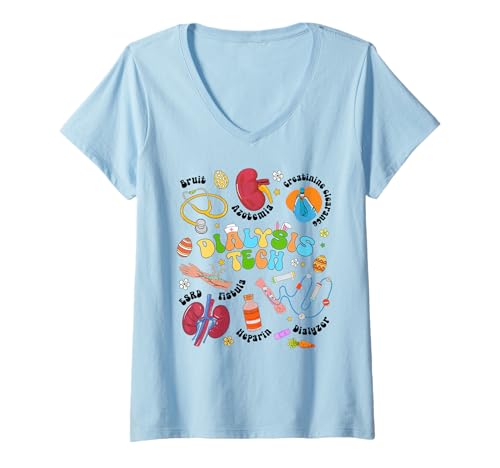 Damen Dialysis Tech Dialyse-Techniker Wertschätzung Niere RN T-Shirt mit V-Ausschnitt Damen Dialysis Tech Dialyse-Techniker Wertschätzung Niere RN T-Shirt mit V-Ausschnitt von Dialysis Tech