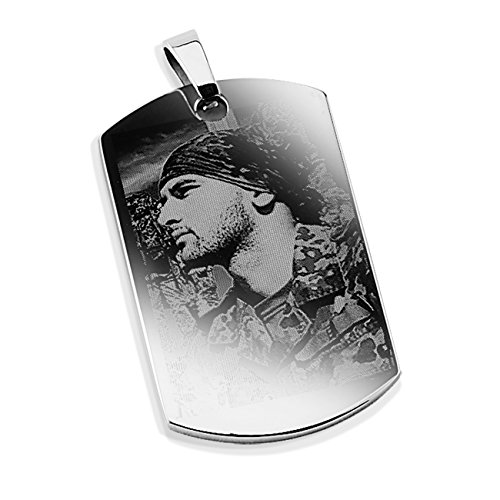 Diamandi Dog-Tag Kette mit Foto-Gravur I Ihr Bild + Text gravieren I Ketten-Anhänger Silber von Diamandi