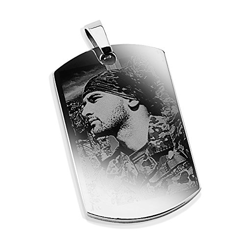 Dog-Tag mit Foto-Gravur I Ihr Bild + Text gravieren I Ketten-Anhänger + Silber-Kette von Diamandi