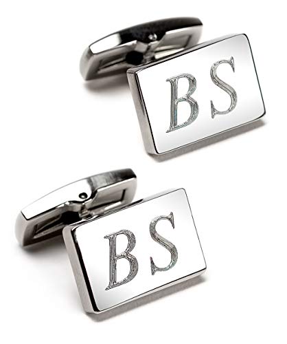 Manschettenknöpfe mit Gravur | Edelstahl | persönlichen Text gravieren lassen | eckig | Schmuck für Herren | aus Berlin (eckig Initialen) von Diamandi