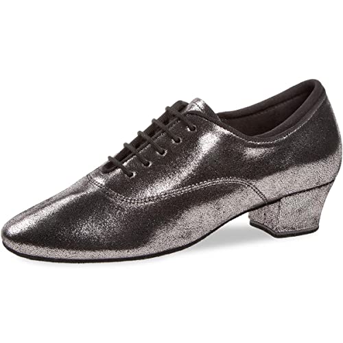 Diamant Damen Trainerschuhe 140-034-419 - Veloursleder schwarz/Silber - Normal - 3,7 cm Cuban - Made in Germany - Größe: UK 4,5 von Diamant TANZSCHUHMANUFAKTUR