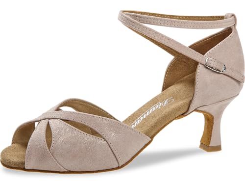 Diamant Damen Tanzschuhe 141-077-525 - Samt Nude Silver Reflex - Normal - 5 cm Flare - Made in GermanyGröße: UK 6,5 von Diamant TANZSCHUHMANUFAKTUR