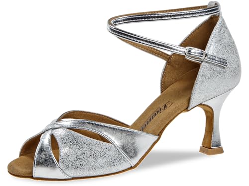 Diamant Damen Tanzschuhe 141-087-463 - Veloursleder/Synthetik Silber/Silber Antik - 6,5 cm Flare - UK 6 von Diamant